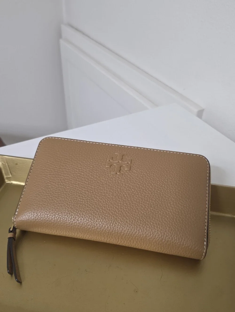 Tory Burch Tan Zip-Around Leather Wallet
